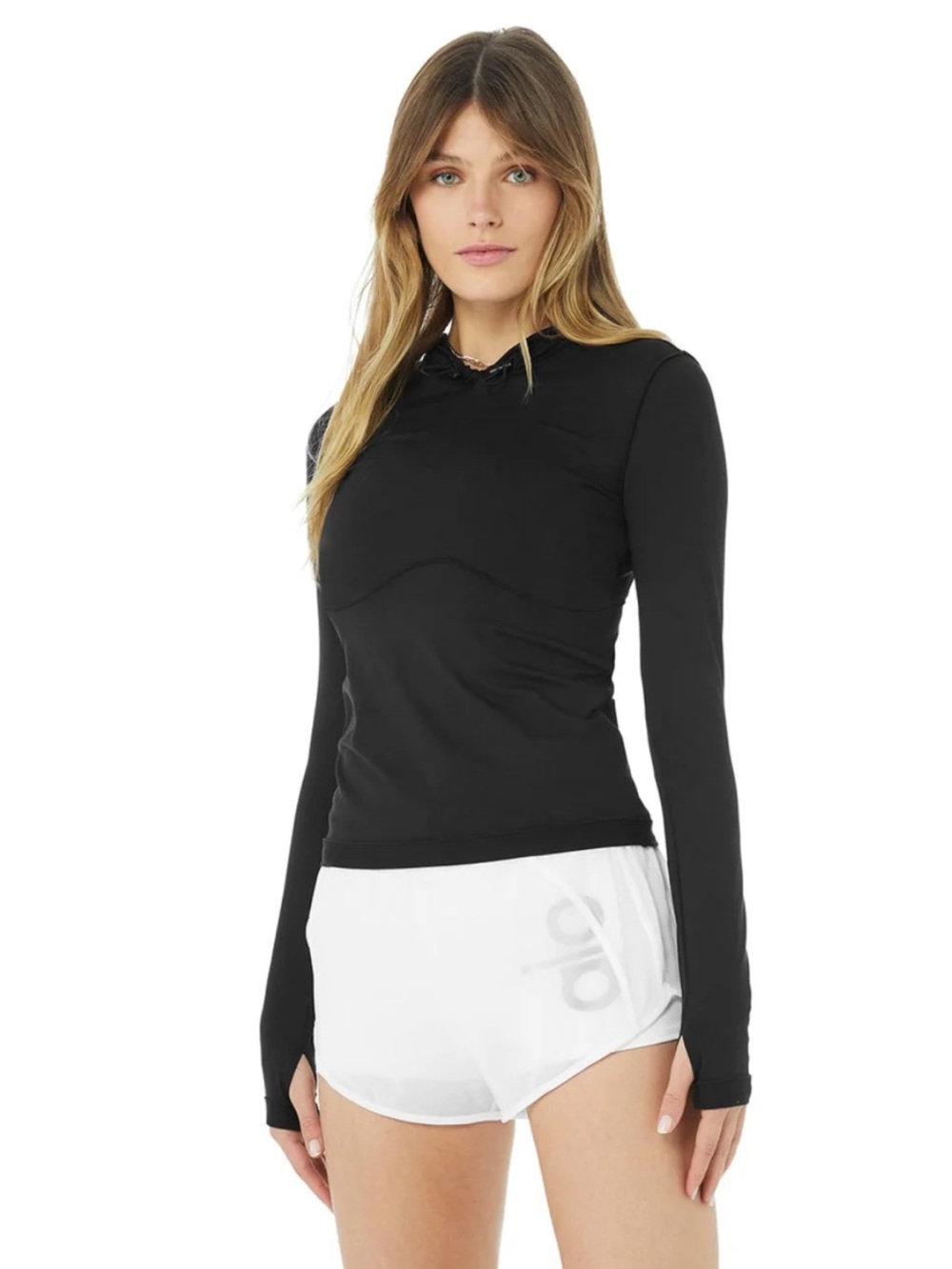 ALO Yoga alosoft hooded runner long sleeve top